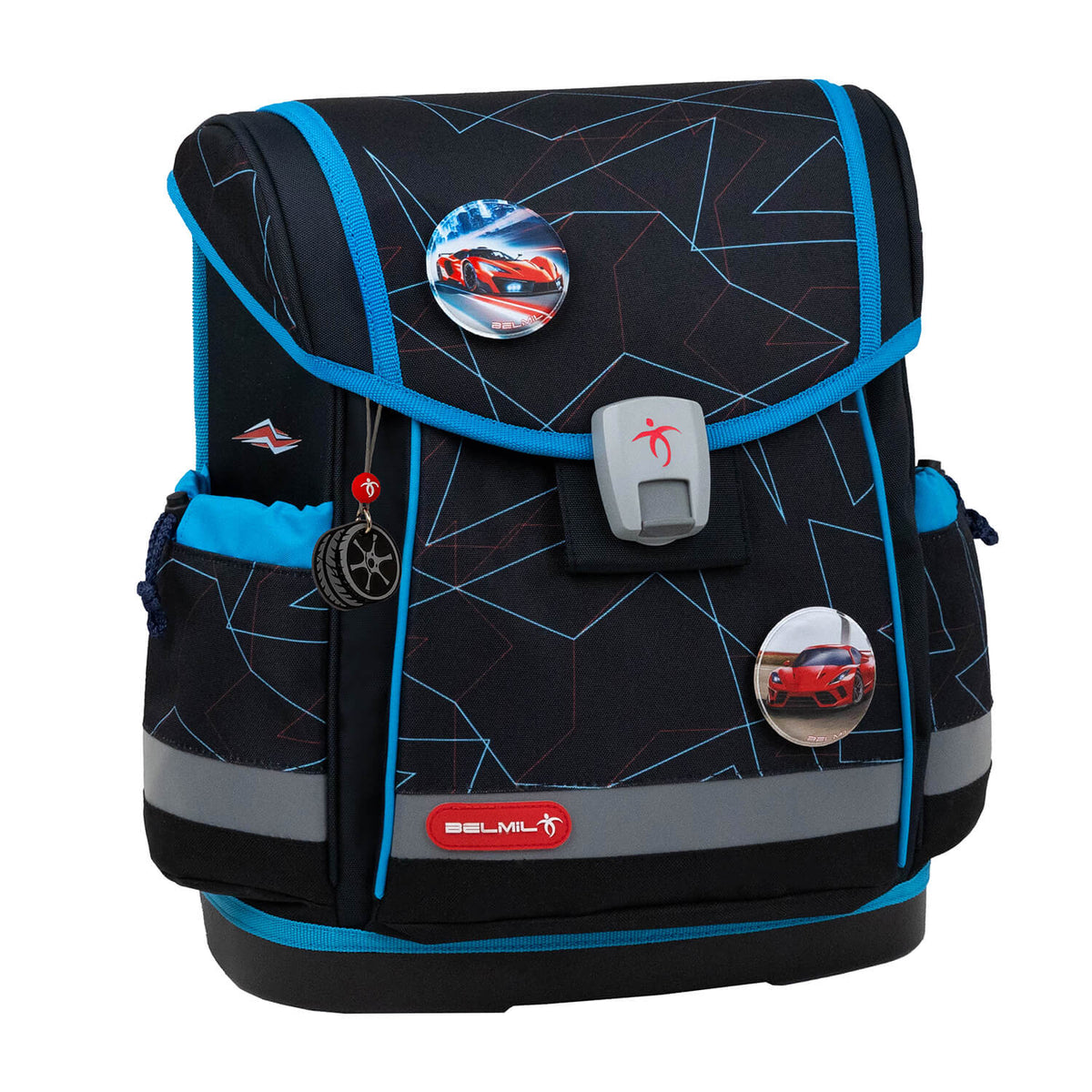 Ergonomic School Bag Set for Boys – Belmil Classy Plus Cars Blue School Bag Set 4 pcs.