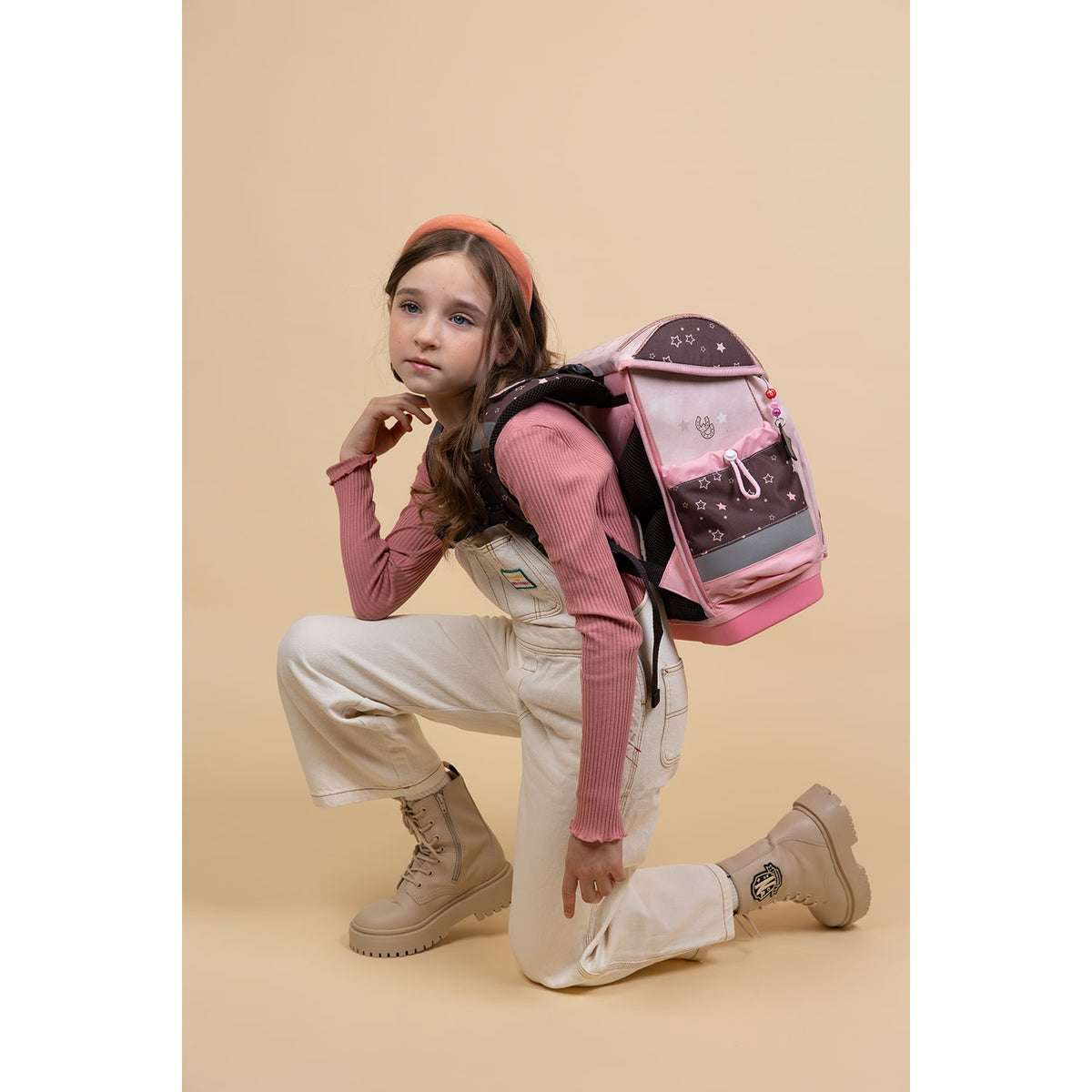 Close-up view of the ergonomic back padding of the Belmil Classy Plus Champion Horses schoolbag set 4 pcs for enhanced comfort.