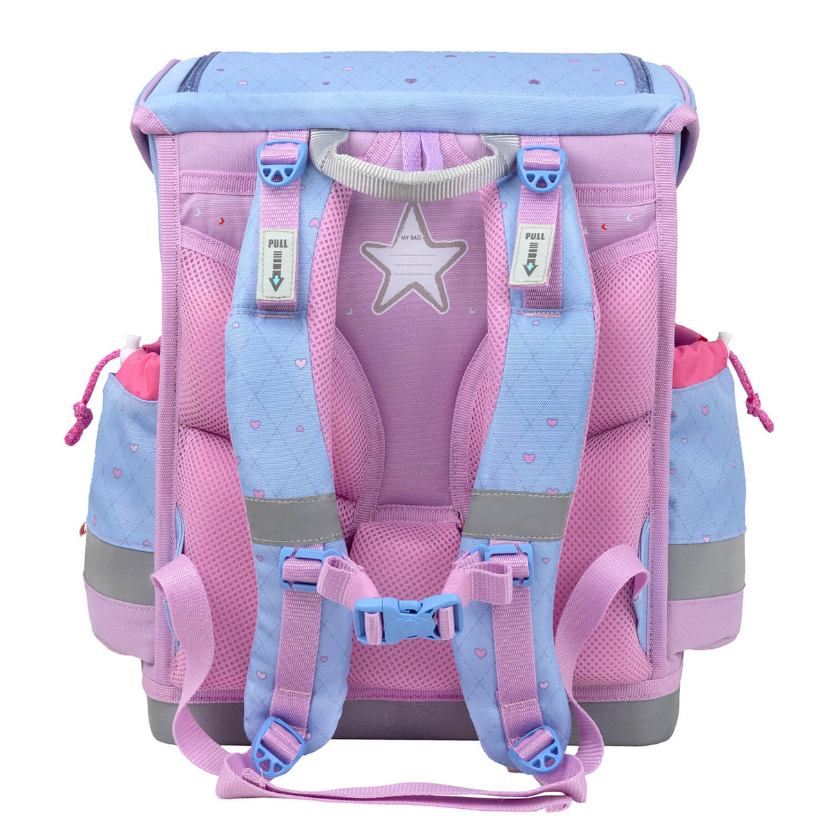Interior compartments and side pockets for organization in the Belmil Classy Plus Ergonomic School Bag Set for Girls “Lavander” Design + Unicorn Raincoat – 6-Piece Back-Friendly Starter Set.