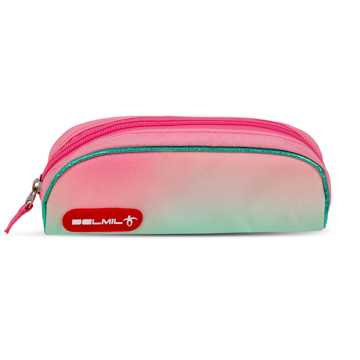 Belmil Classy Plus Ergonomic School Bag Set for Girls “Mint Rose Ombre” Design + Unicorn Raincoat – 6-Piece Back-Friendly Starter Set shown with additional accessories.