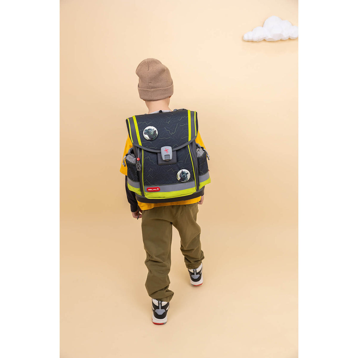Ergonomic School Bag Set for Boys – Belmil Classy Plus Mountain Lime School Bag Set 5 pcs.
