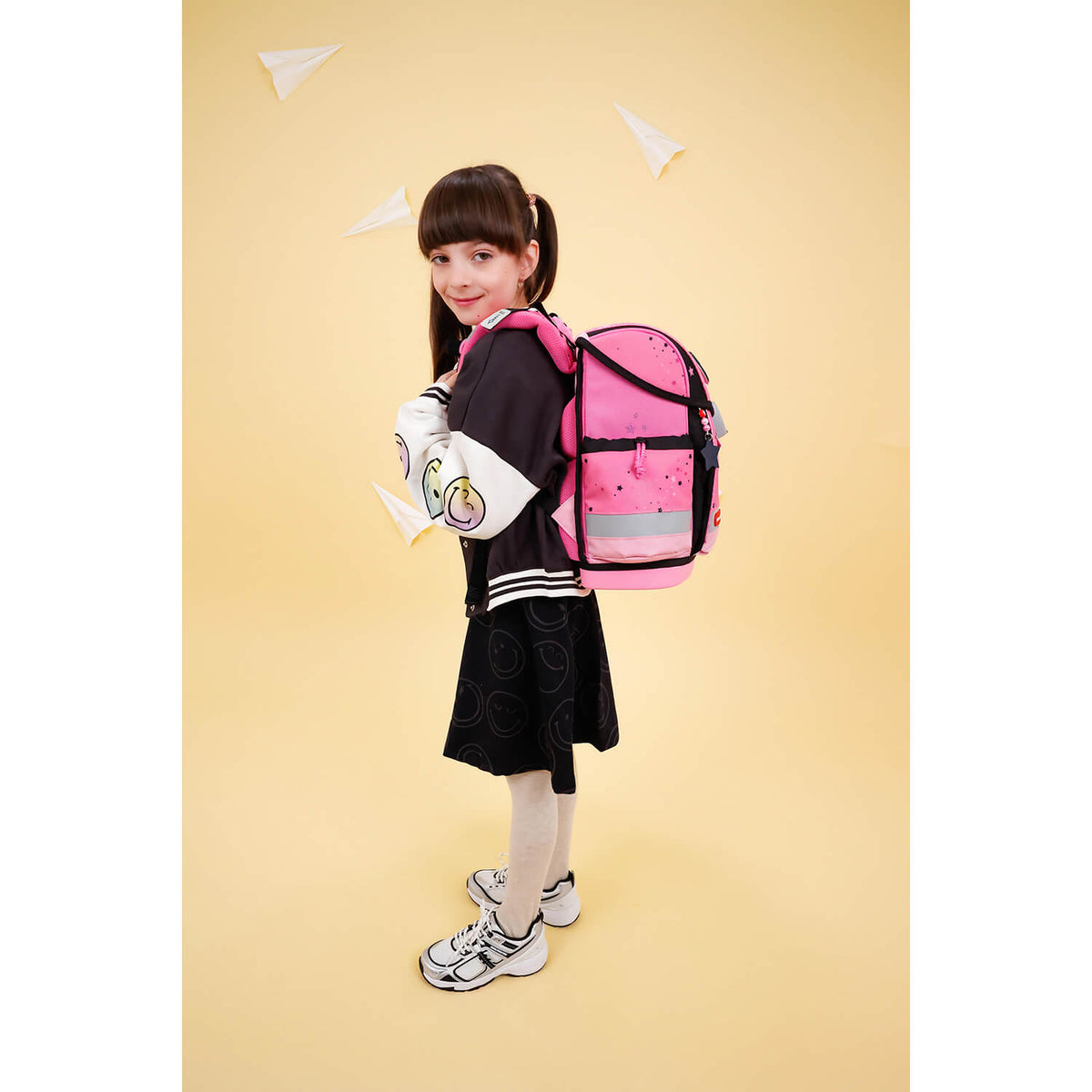 Unicorn raincoat included in the Belmil Classy Plus Ergonomic School Bag Set for Girls “Pink Black” Design + Unicorn Raincoat – 6-Piece Back-Friendly Starter Set.