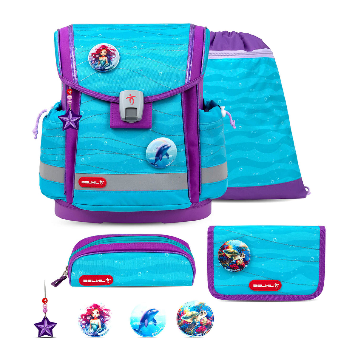 Ergonomic School Bag Set for Girls – Belmil Classy Plus Under the Sea School Bag Set 5 pcs.