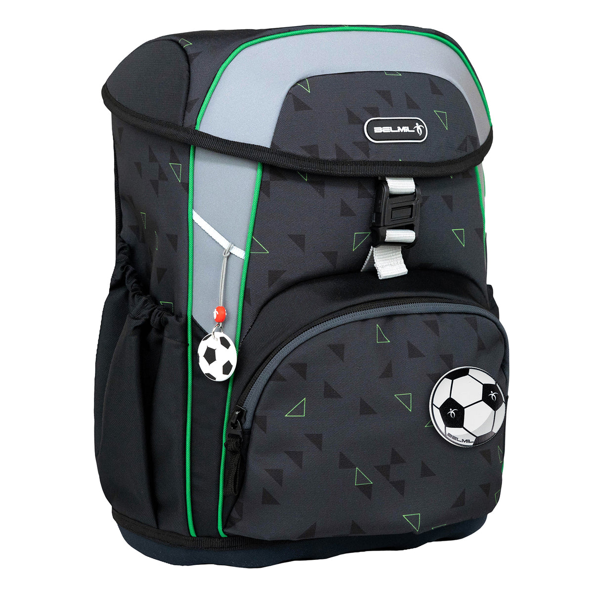 Belmil Maxi "Striker X" School Bag Set for Boys + Dinosaur Raincoat – 5-Piece Set featuring adjustable shoulder straps.