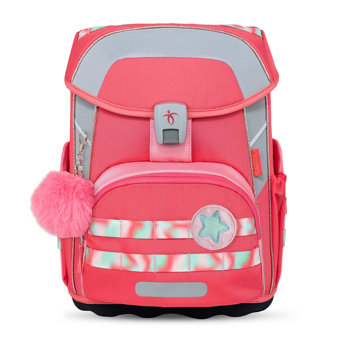 Included accessories in the Premium Belmil School Bag Set for Girls – Maxi Plus Aurora schoolbag set 6 pcs highlighting the filled pencil case and gym bag.