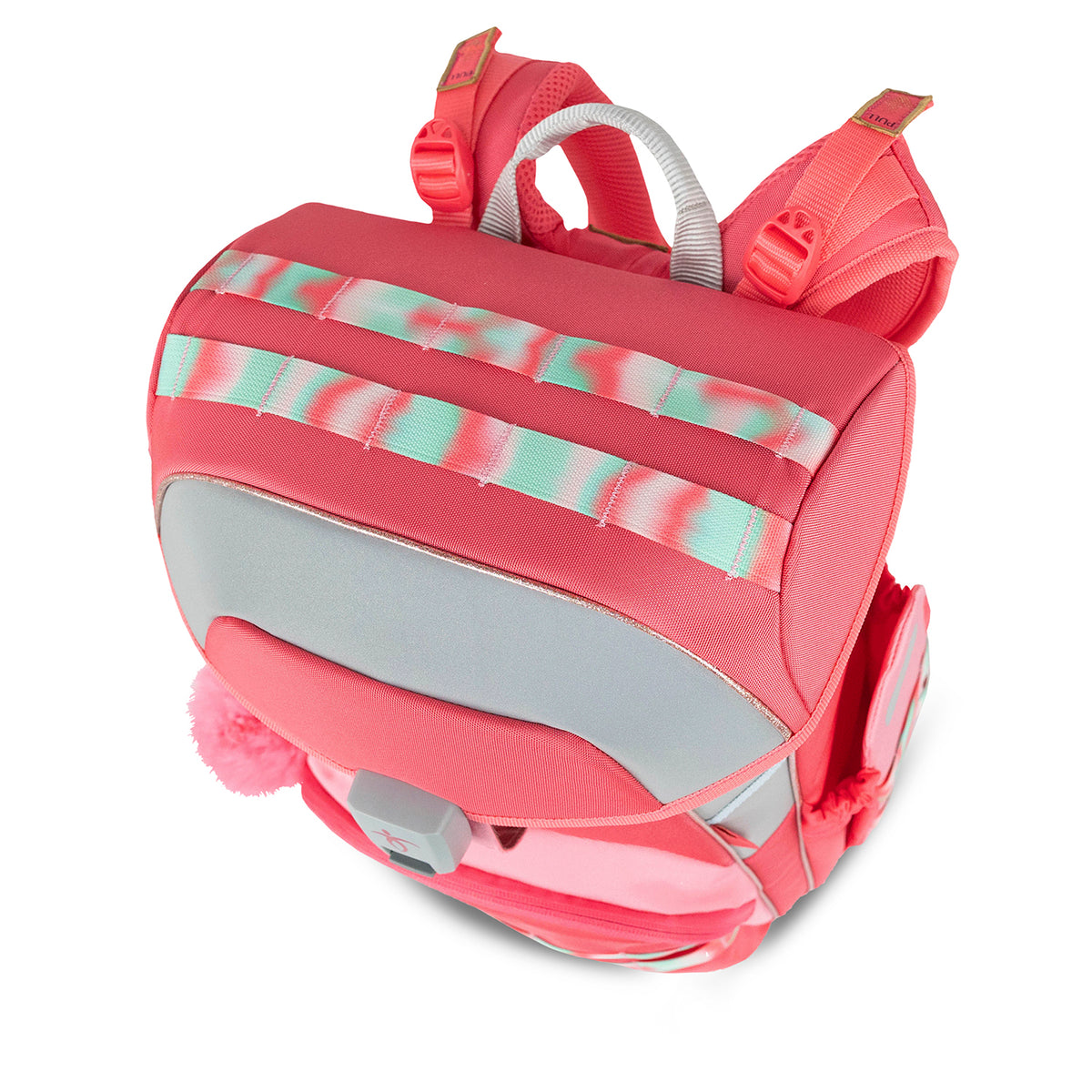 Overview of the six-piece accessories included in the Premium Belmil School Bag Set for Girls – Maxi Plus Aurora schoolbag set 6 pcs consisting of bags and pencil cases.