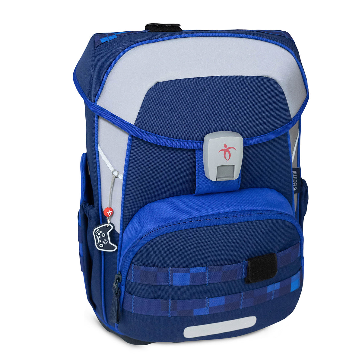The gym bag included in the Premium Belmil School Bag Set for Boys – Maxi Plus Pixel Storm schoolbag set 6 pcs displayed on a flat surface.