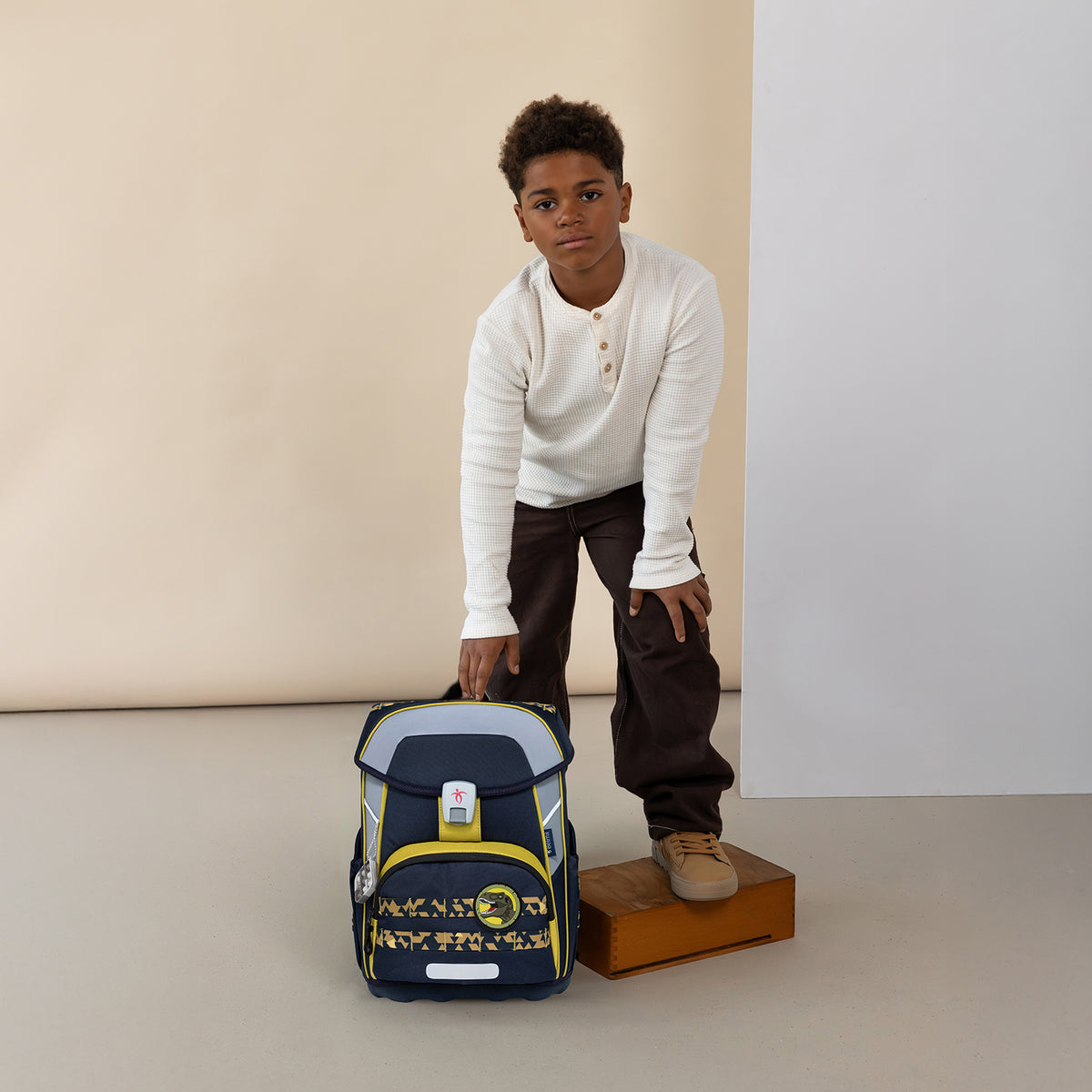Premium Belmil School Bag Set for Boys – Maxi Plus "Explorer" schoolbag set + Dinosaur Raincoat - 7-piece Set