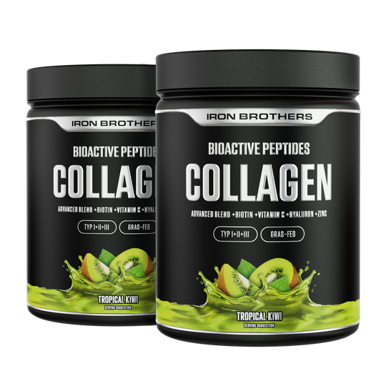 Collagen Advanced Doppelpack Tropical Kiwi von Iron Brothers mit Biotin, Vitamin C, Hyaluron und Zink - Kiwi Geschmack