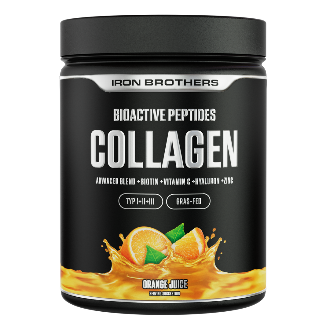 Collagen Advanced Orange Juice von Iron Brothers mit Biotin, Vitamin C, Hyaluron und Zink - Orangen Geschmack