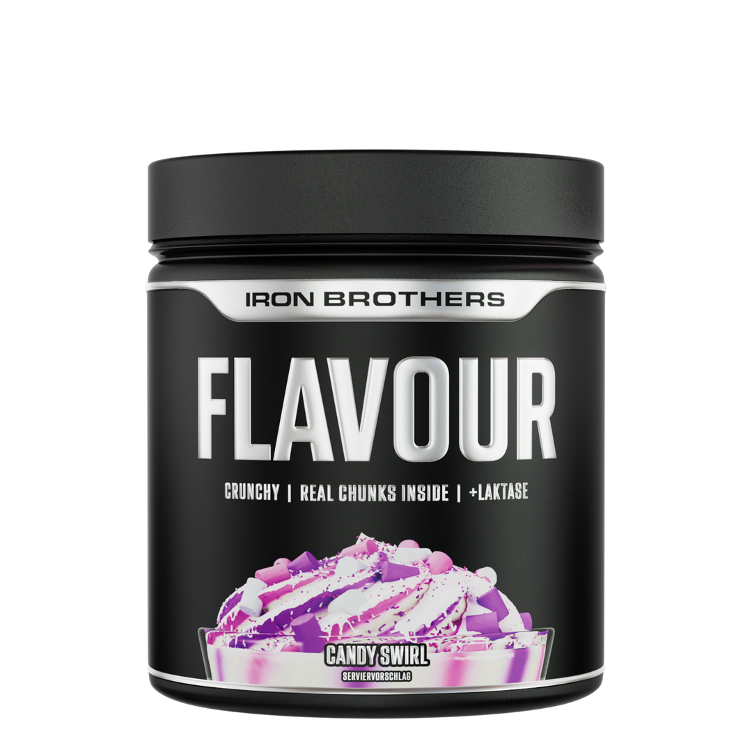 Iron Brothers Crunchy Flavour Powder / Geschmackspulver mit Stücken, Candy Swirl Geschmack 250g Dose, Marshmallow Süßigkeiten