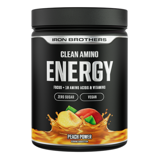EAA Energy Amino von Iron Brothers - Clean Energy Amino Peach Power Geschmack 500g Dose, Pfirsich Geschmack