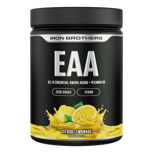 Iron Brothers EAA Essentielle Aminosäuren Pulver ohne Zucker, Citrus Lemonade Geschmack 500g Dose, Zitrone