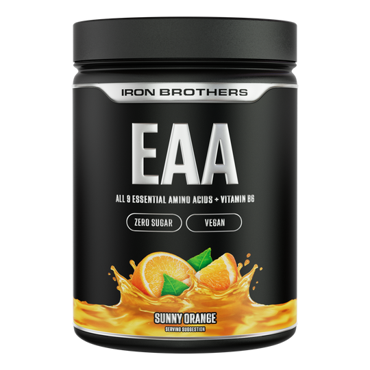 Iron Brothers EAA Essentielle Aminosäuren Pulver ohne Zucker, Sunny Orange Geschmack 500g Dose, Orange