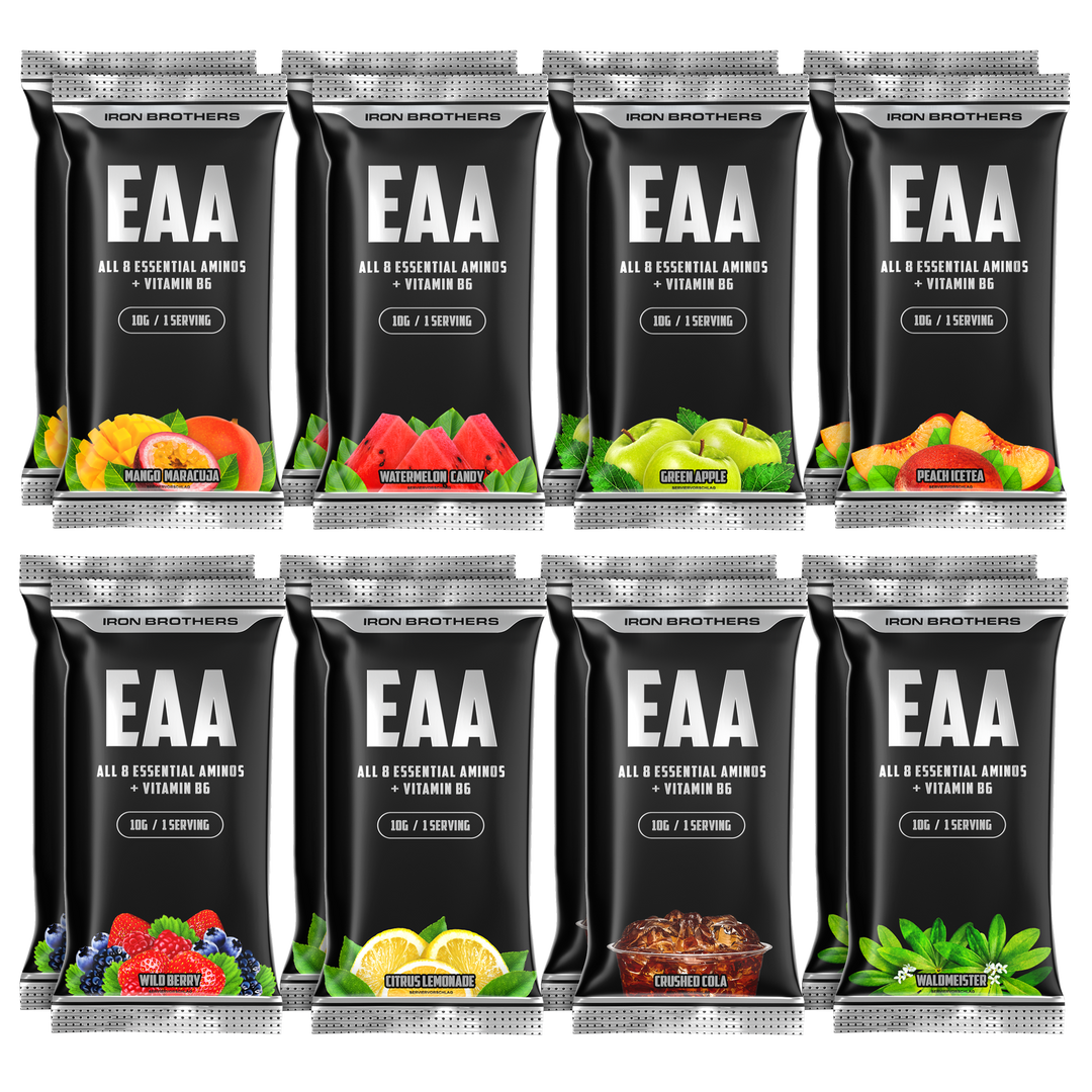 Essentielle Aminosäuren ohne Zucker EAA Zero im Tester Set mit jeweils zwei Sachets pro Geschmack zum Probierpaket #inhalt_16x-10g-doppelpack