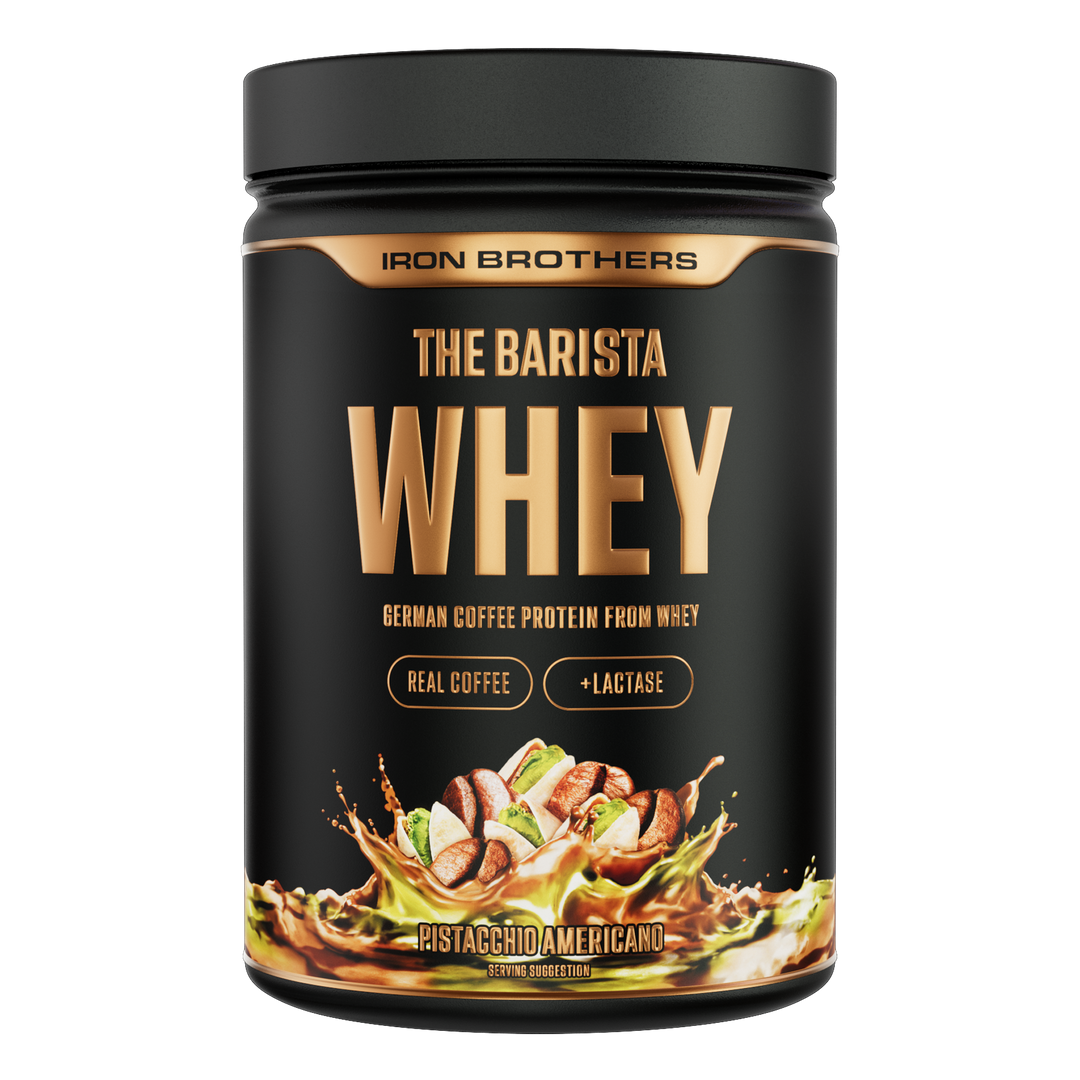 Iron Brothers The Barista Whey - Protein Kaffee Pistacchio Americano Geschmack 908g Dose, Pistazien Kaffee Protein