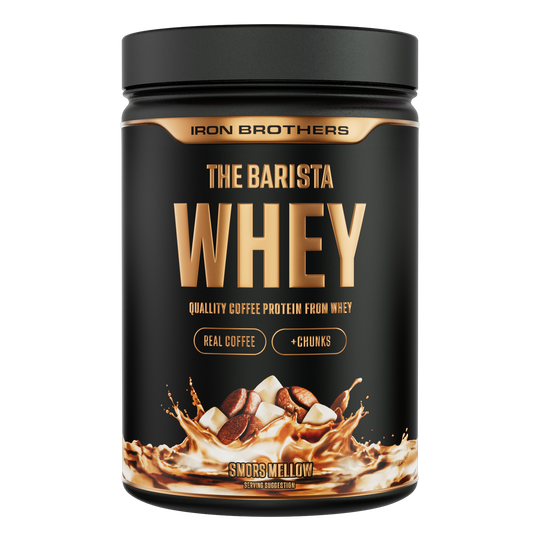 Iron Brothers The Barista Whey - Protein Kaffee Smors Mellow Geschmack 908g Dose, Marshmallow Kaffee Protein