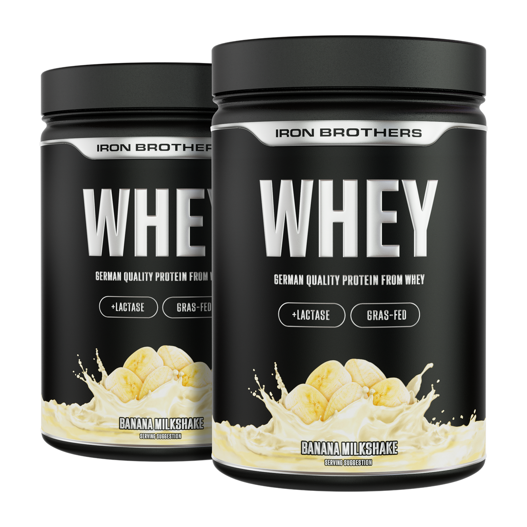 Whey Protein Doppelpack von Iron Brothers - Banana Milkshake Geschmack - Banane