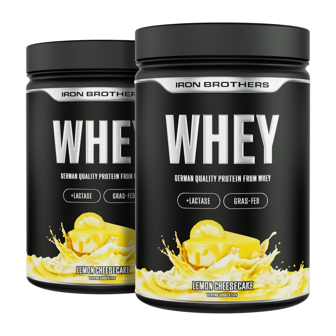 Whey Protein Doppelpack von Iron Brothers - Lemon Cheesecake Geschmack - Käsekuchen