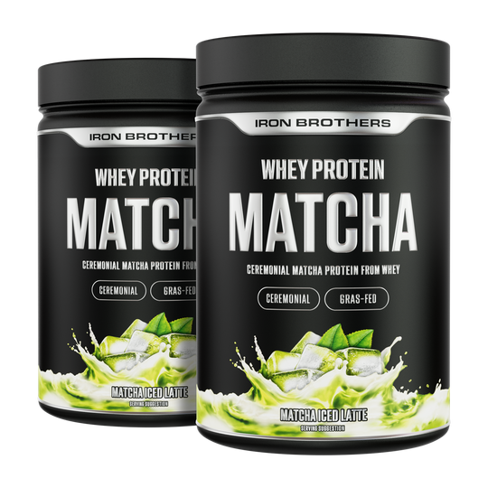 Whey Protein Doppelpack von Iron Brothers - Matcha Iced Latte Geschmack - Ceremonial Matcha - Echtes Matcha