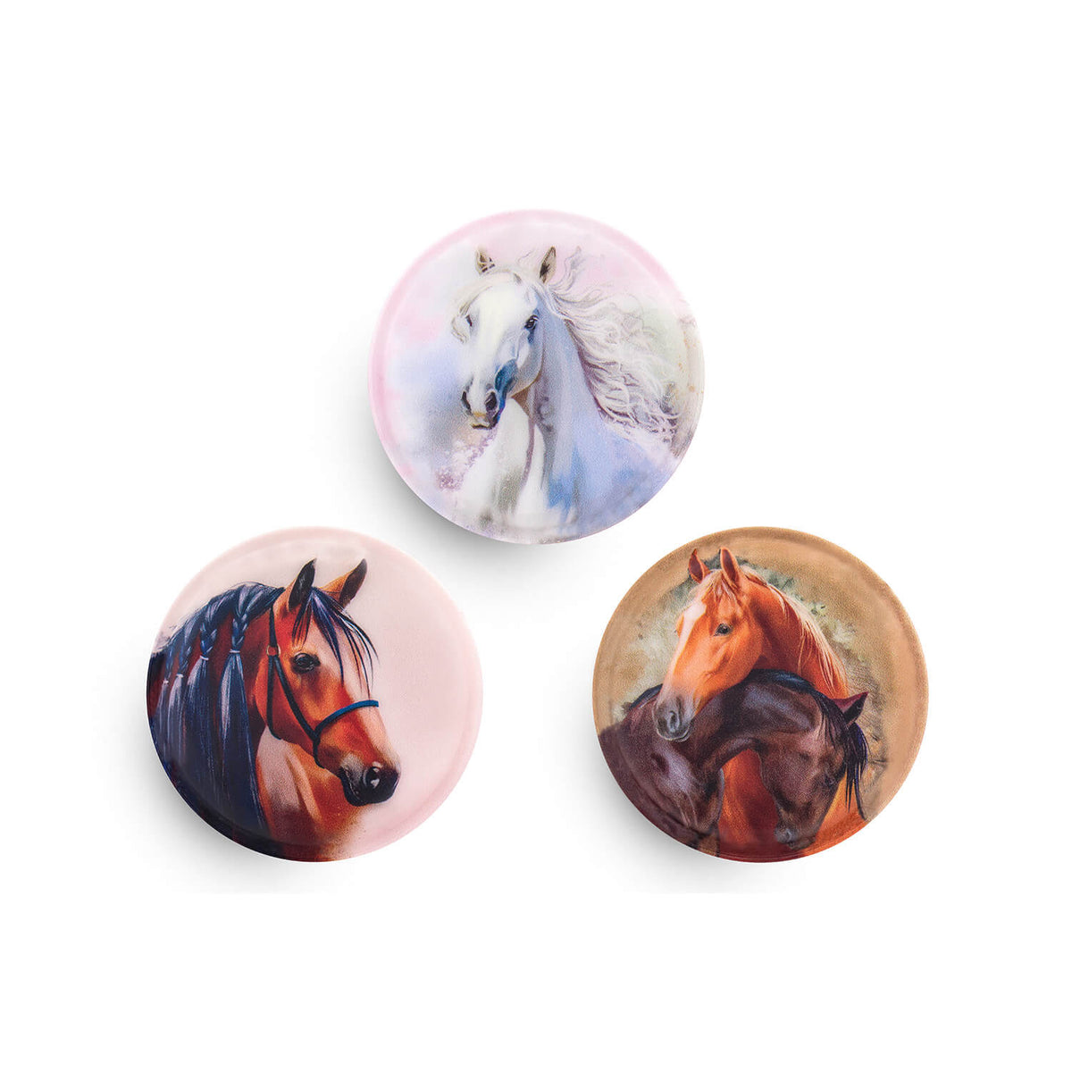 Belmil Patch Set – 3-Piece Velcro Patches 'Horses' featuring artistic horse designs in vibrant colors suitable for personalizing your bags.