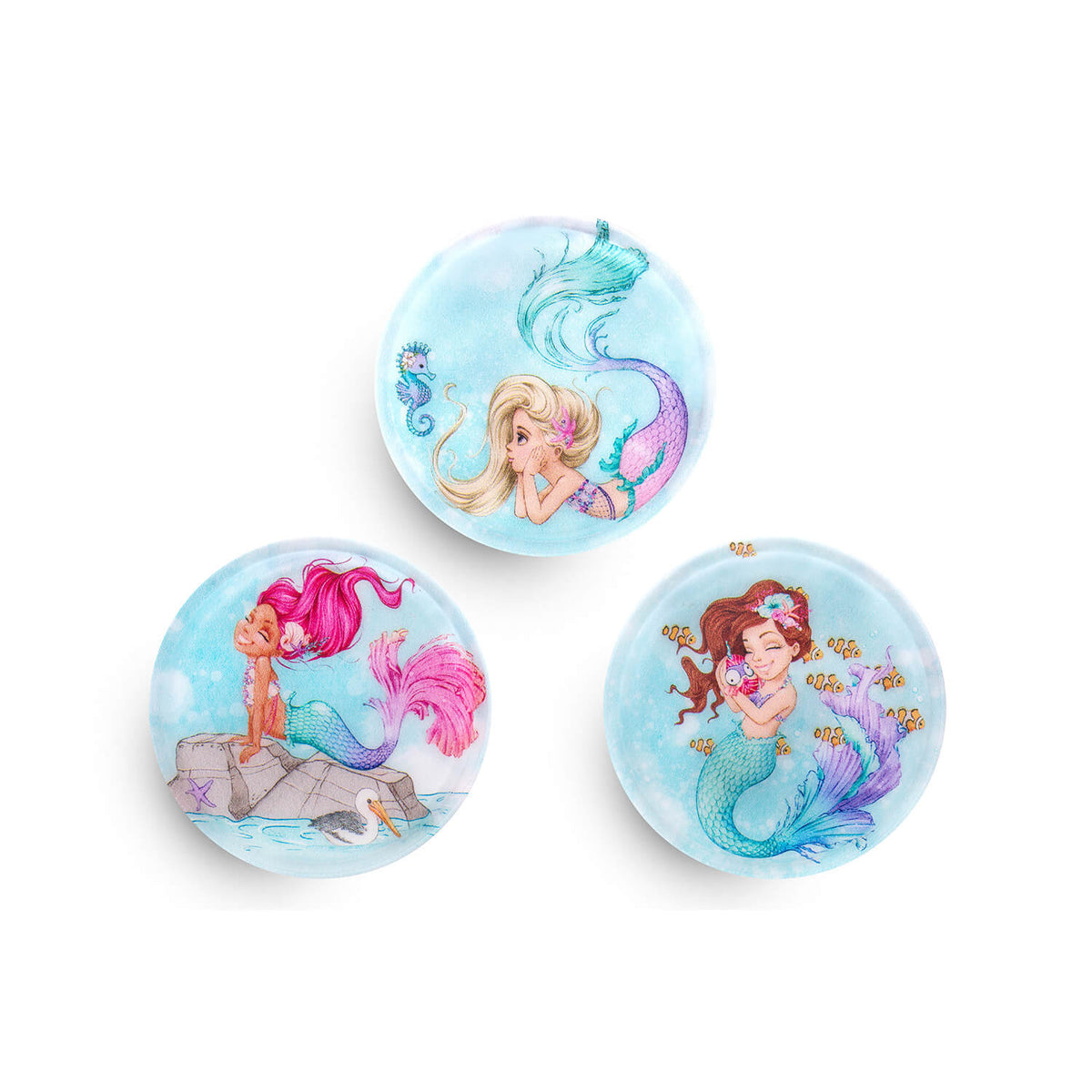 Belmil Patch Set – 3-Piece Velcro Patches 'Mermaid' featuring colorful mermaid designs on each patch.